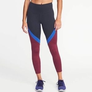 Old Navy Black, Burgundy & Blue Colorblock Leggings